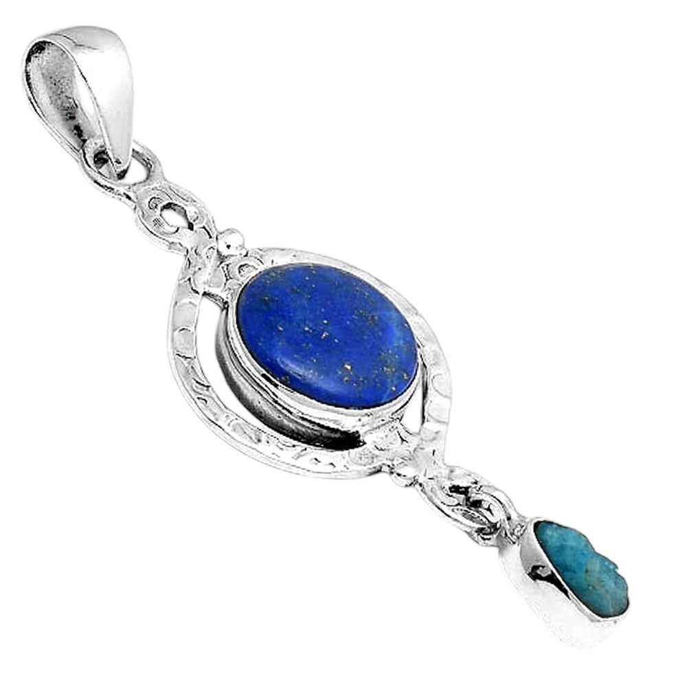 Natural Lapis and Neon Blue Apatite Pendant P-1115 SDP155901
