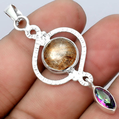 Natural Golden Rutile and Mystic Topaz Pendant P-1115 SDP155902