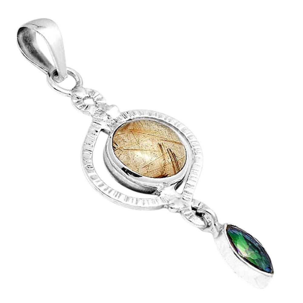 Natural Golden Rutile and Mystic Topaz Pendant P-1115 SDP155902