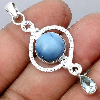 Natural Owyhee Opal and Sky Blue Topaz Pendant P-1115 SDP155903
