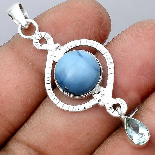 Natural Owyhee Opal and Sky Blue Topaz Pendant P-1115 SDP155903