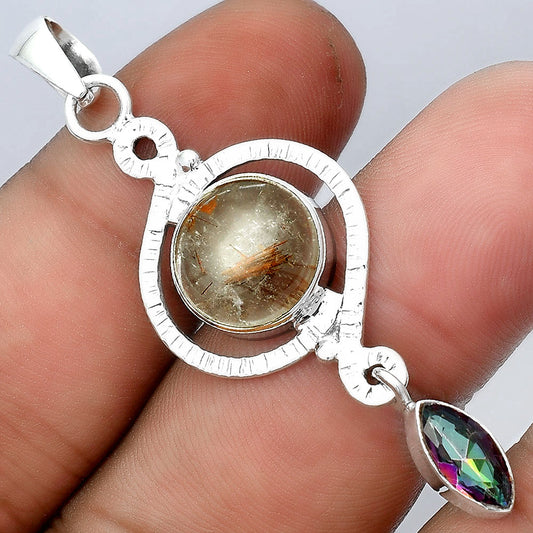 Natural Bronze Rutile and Mystic Topaz Pendant P-1115 SDP155908