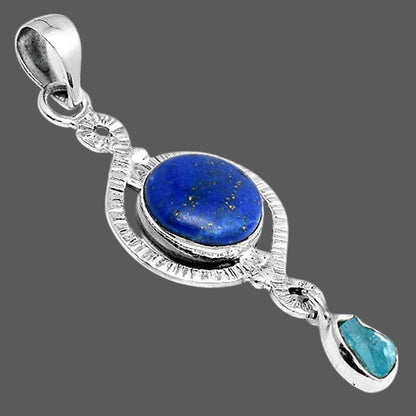 Natural Lapis and Neon Blue Apatite Pendant P-1115 SDP155909