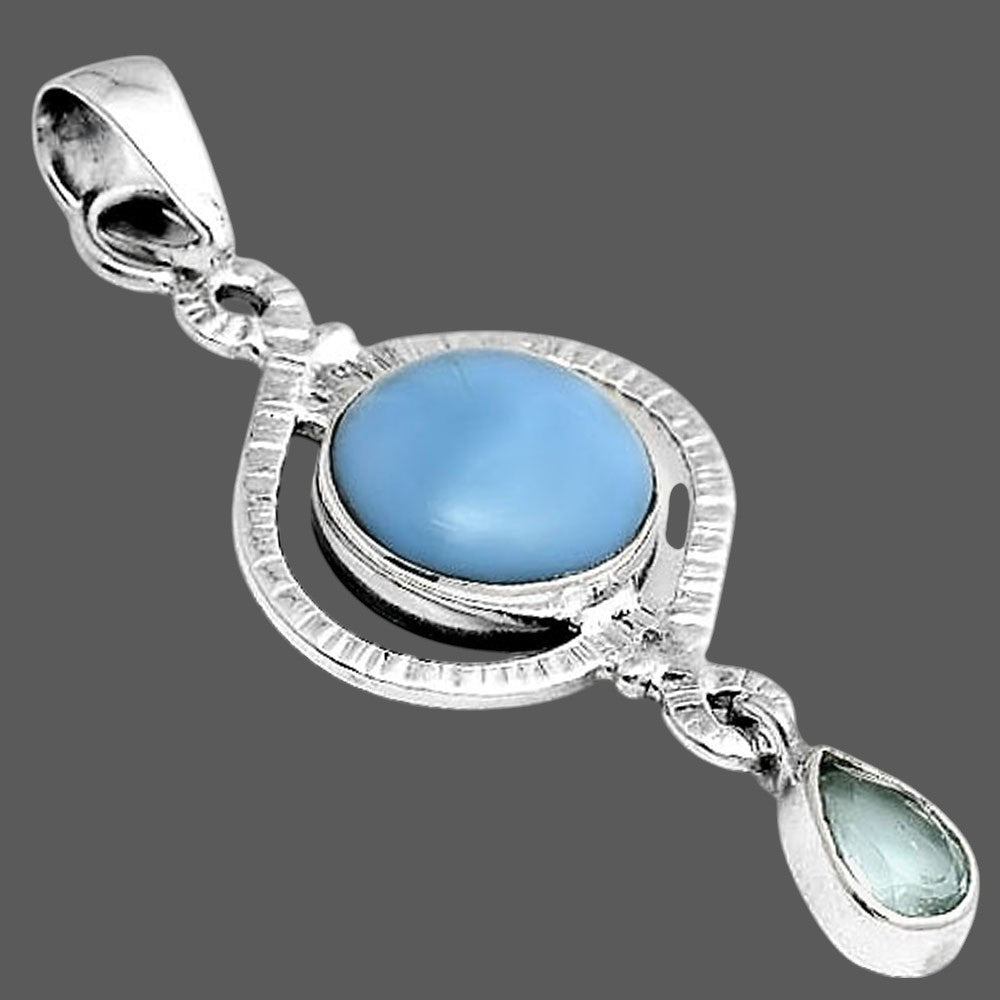 Natural Owyhee Opal and Sky Blue Topaz Pendant P-1115 SDP155910