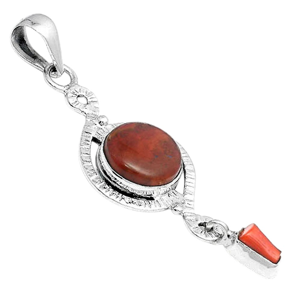 Natural Red Moss Agate and Coral Stick Pendant P-1115 SDP155915