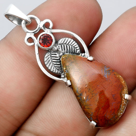 Natural Red Moss Agate and Garnet Pendant P-1434 SDP155922