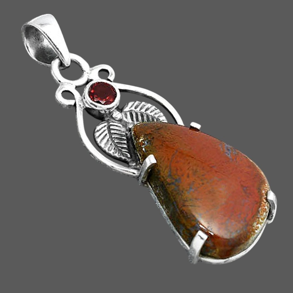 Natural Red Moss Agate and Garnet Pendant P-1434 SDP155922