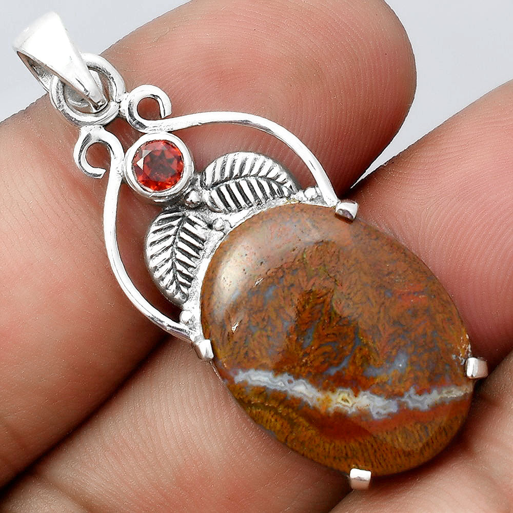 Natural Red Moss Agate and Garnet Pendant P-1434 SDP155923
