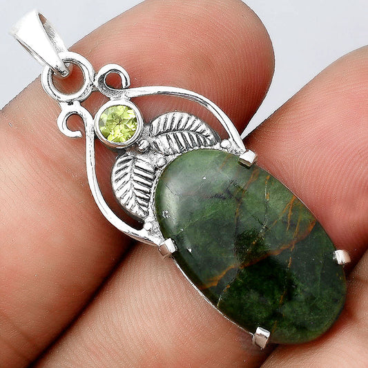 Turkish Rainforest Chrysocolla and Peridot Pendant P-1434 SDP155926