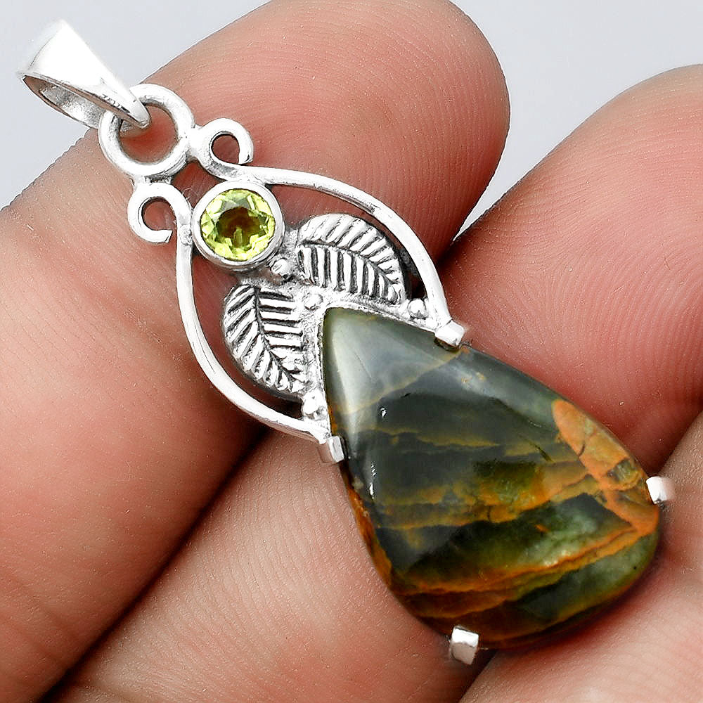 Turkish Rainforest Chrysocolla and Peridot Pendant P-1434 SDP155927