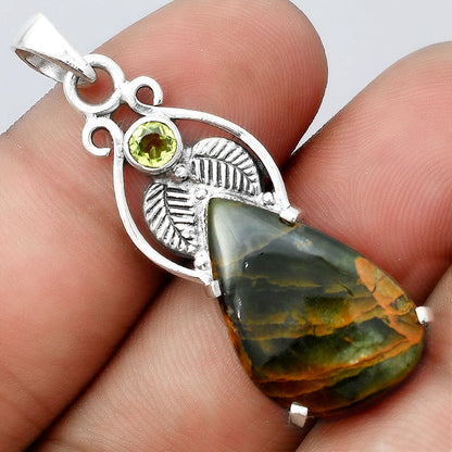 Turkish Rainforest Chrysocolla and Peridot Pendant P-1434 SDP155927