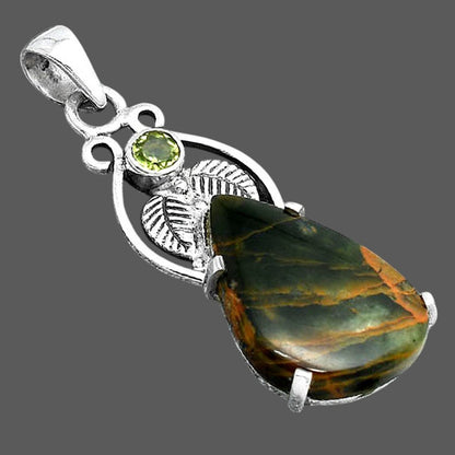 Turkish Rainforest Chrysocolla and Peridot Pendant P-1434 SDP155927