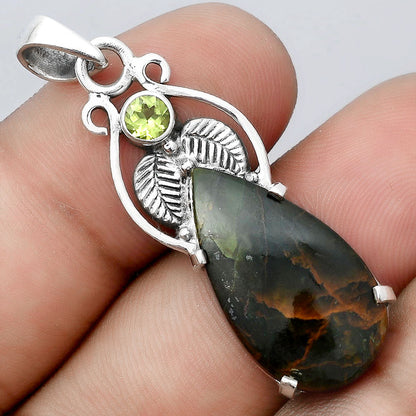 Turkish Rainforest Chrysocolla and Peridot Pendant P-1434 SDP155928