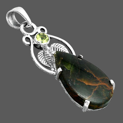 Turkish Rainforest Chrysocolla and Peridot Pendant P-1434 SDP155928