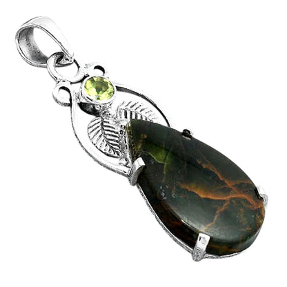 Turkish Rainforest Chrysocolla and Peridot Pendant P-1434 SDP155928