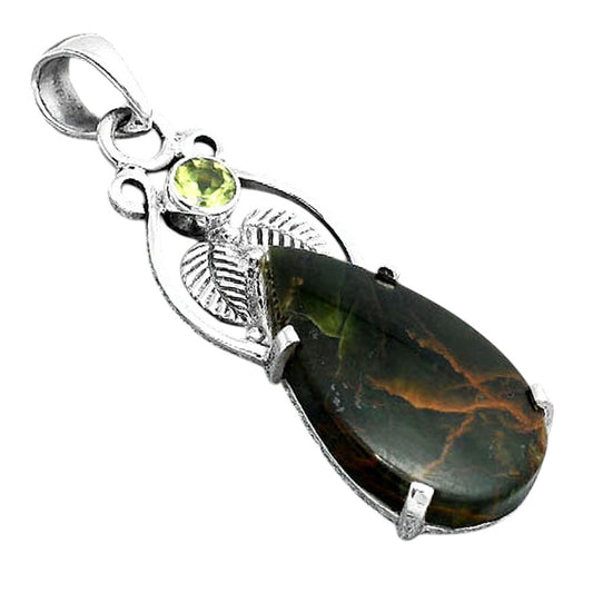 Turkish Rainforest Chrysocolla and Peridot Pendant P-1434 SDP155928