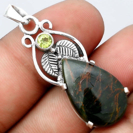 Turkish Rainforest Chrysocolla and Peridot Pendant P-1434 SDP155931