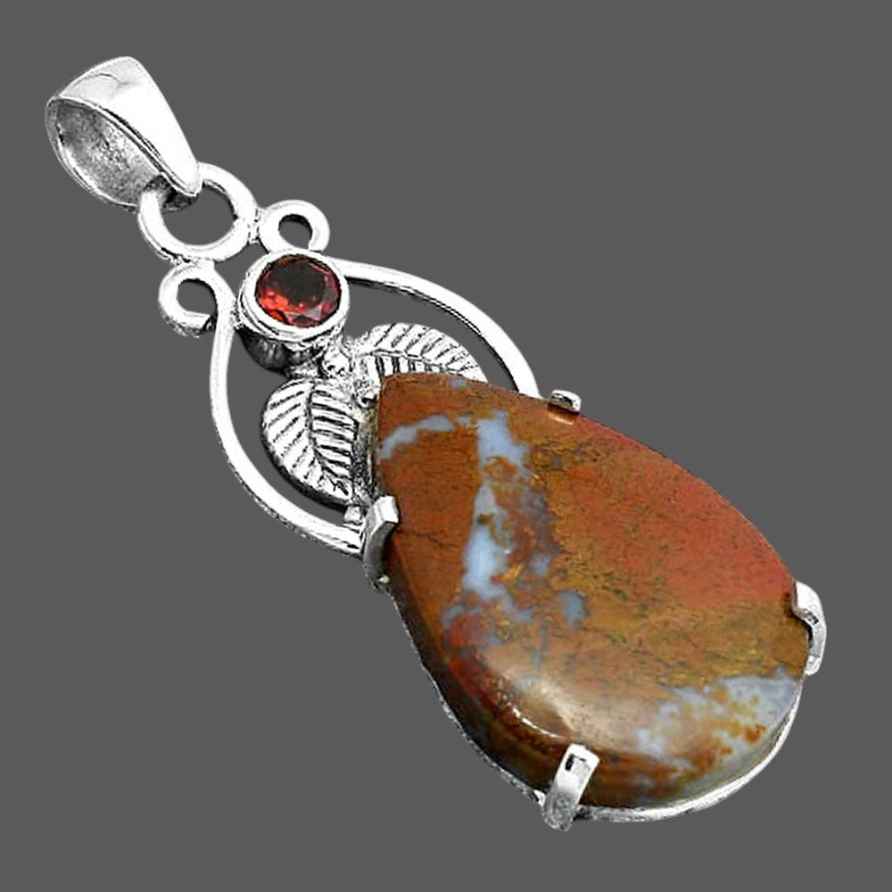 Natural Red Moss Agate and Garnet Pendant P-1434 SDP155932