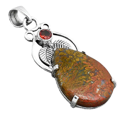 Natural Red Moss Agate and Garnet Pendant P-1434 SDP155934