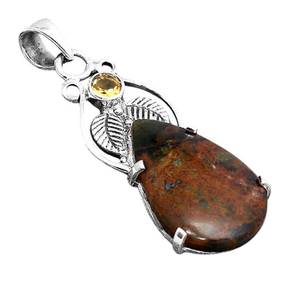 Turkish Rainforest Chrysocolla and Citrine Pendant P-1434 SDP155936