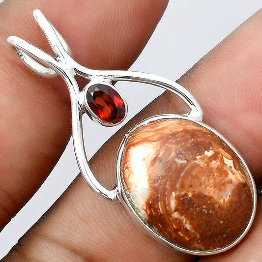 Natural Caramel Opal and Garnet Pendant P-1038 SDP155937