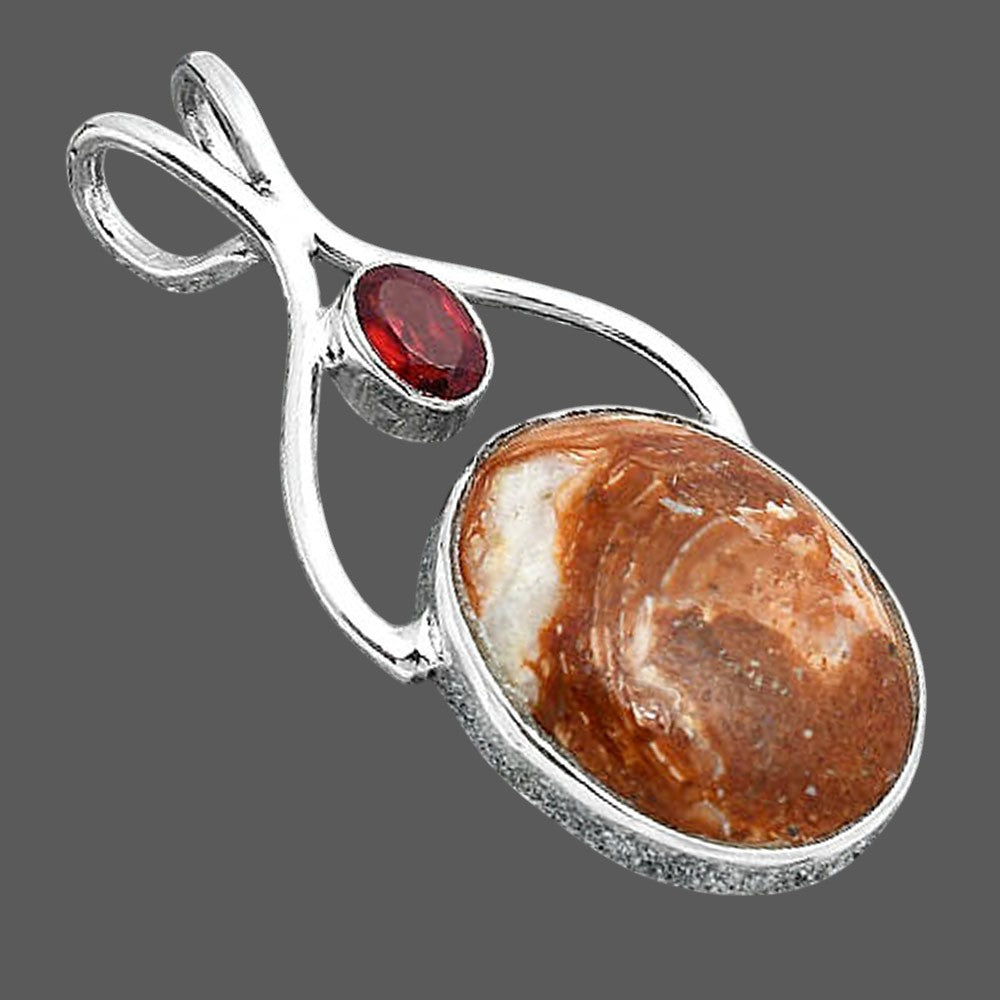 Natural Caramel Opal and Garnet Pendant P-1038 SDP155937