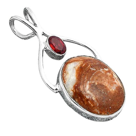 Natural Caramel Opal and Garnet Pendant P-1038 SDP155937