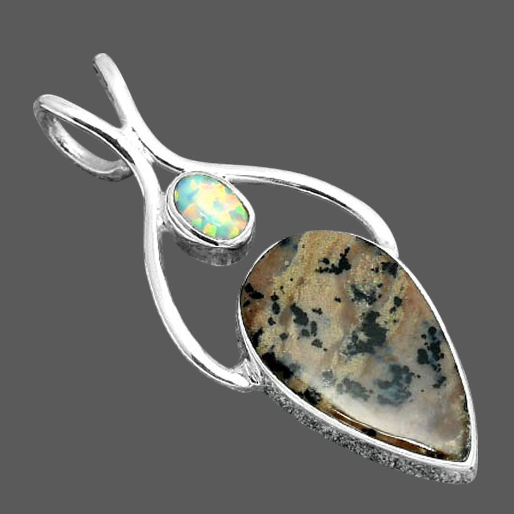 Russian Honey Dendrite Opal & Fire Opal Pendant P-1038 SDP155939