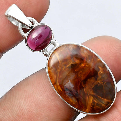 Natural Pietersite - Namibia & Garnet Pendant P-1098 SDP155969