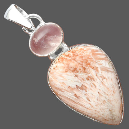 Orange Scolecite India & Rose Quartz Pendant P-1098 SDP155972