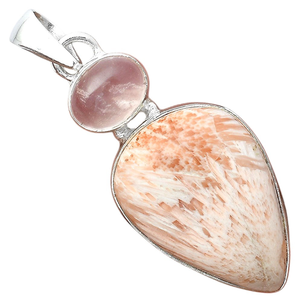 Orange Scolecite India & Rose Quartz Pendant P-1098 SDP155972