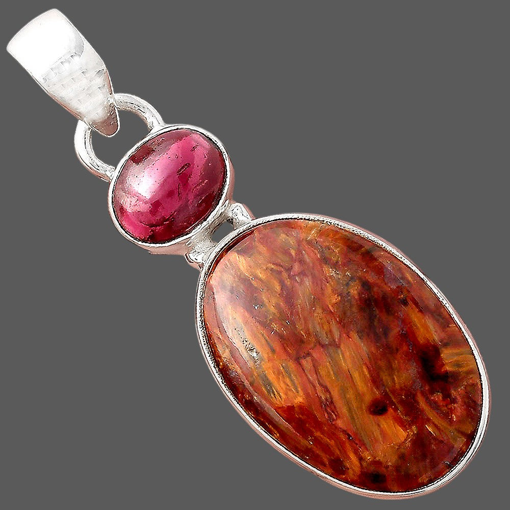 Natural Pietersite - Namibia & Garnet Pendant P-1098 SDP155974