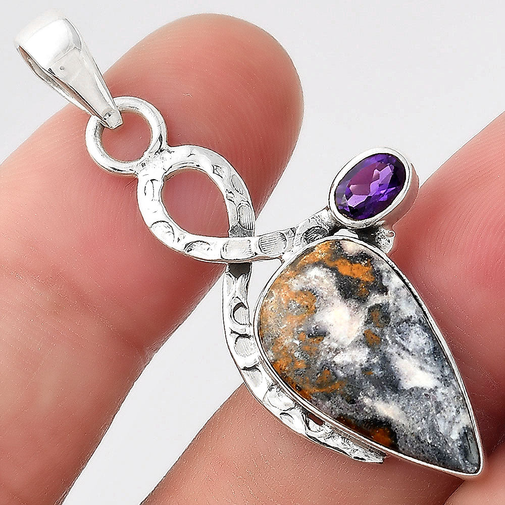 Indian Blanket Jasper & Amethyst Pendant P-1111 SDP156062