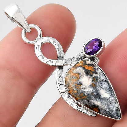 Indian Blanket Jasper & Amethyst Pendant P-1111 SDP156062