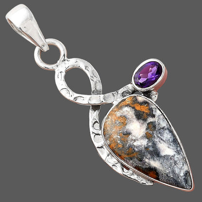 Indian Blanket Jasper & Amethyst Pendant P-1111 SDP156062