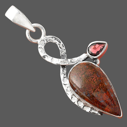 Natural Red Moss Agate & Garnet Pendant P-1111 SDP156063