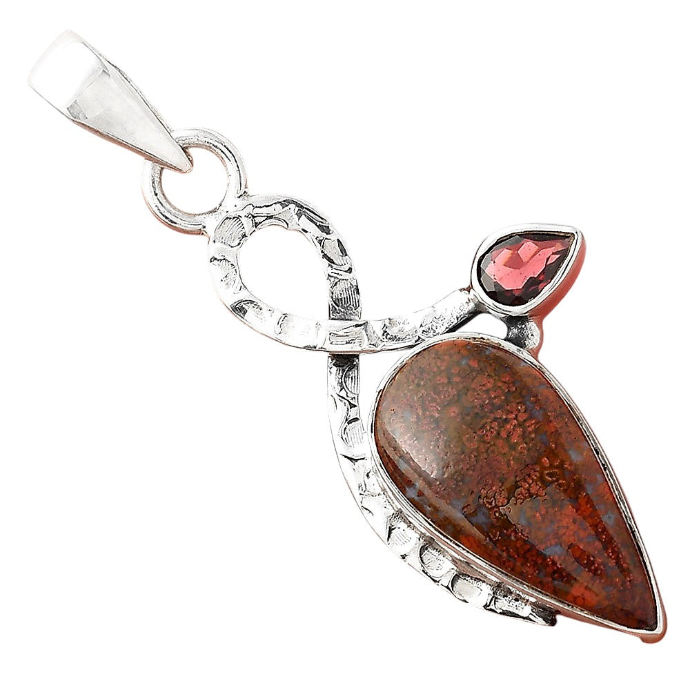 Natural Red Moss Agate & Garnet Pendant P-1111 SDP156063