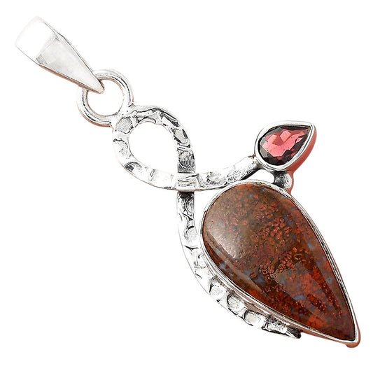 Natural Red Moss Agate & Garnet Pendant P-1111 SDP156063