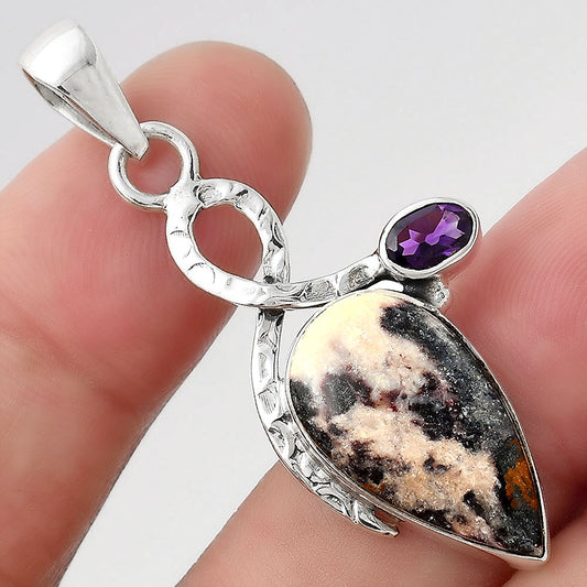Indian Blanket Jasper & Amethyst Pendant P-1111 SDP156067