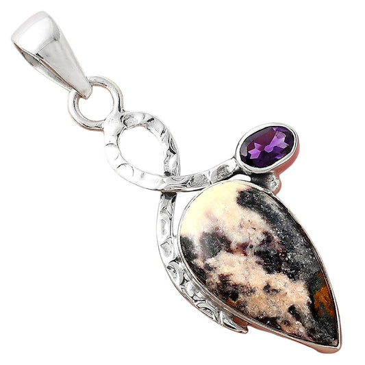 Indian Blanket Jasper & Amethyst Pendant P-1111 SDP156067
