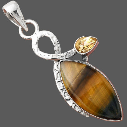 Natural Blue Tiger Eye & Citrine Pendant P-1111 SDP156068