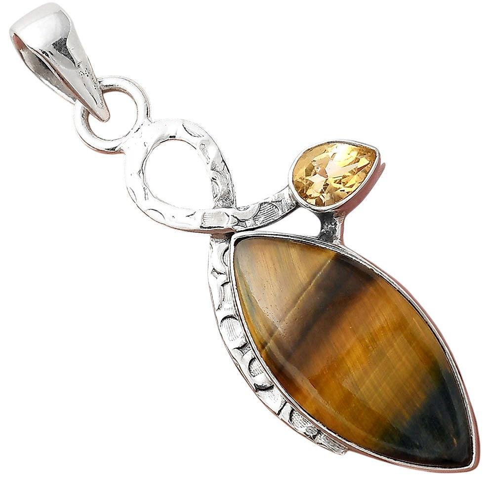 Natural Blue Tiger Eye & Citrine Pendant P-1111 SDP156068