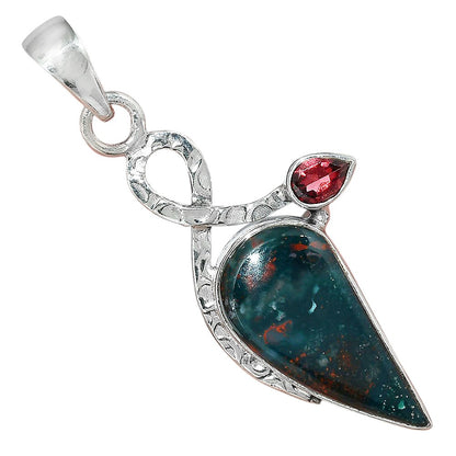 Natural Blood Stone - India & Garnet Pendant P-1111 SDP156073
