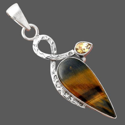 Natural Blue Tiger Eye & Citrine Pendant P-1111 SDP156074