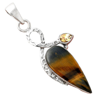 Natural Blue Tiger Eye & Citrine Pendant P-1111 SDP156074