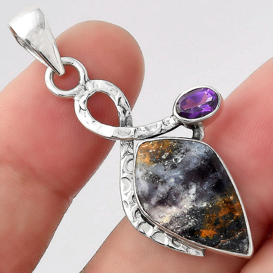 Indian Blanket Jasper & Amethyst Pendant P-1111 SDP156077