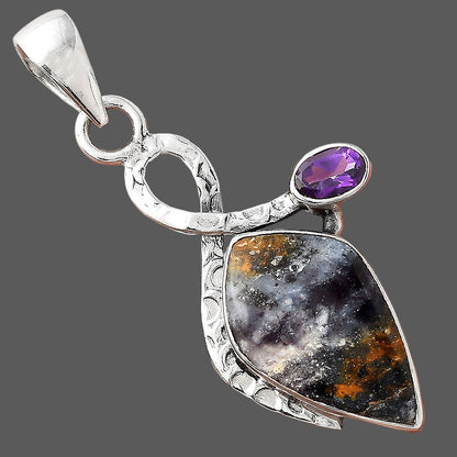 Indian Blanket Jasper & Amethyst Pendant P-1111 SDP156077