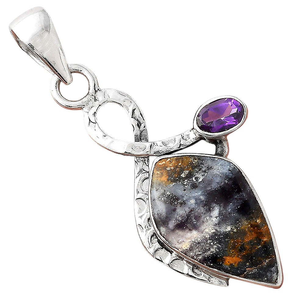 Indian Blanket Jasper & Amethyst Pendant P-1111 SDP156077