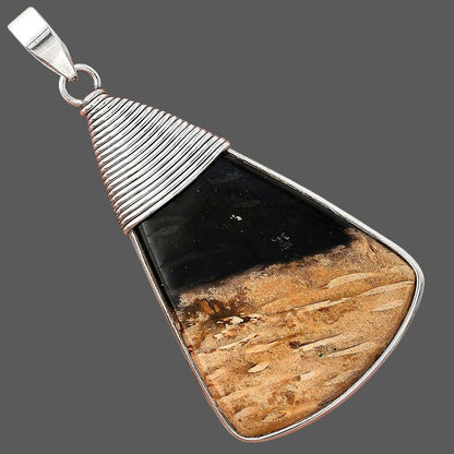Natural Black Root Plume Agate Pendant P-1411 SDP156079