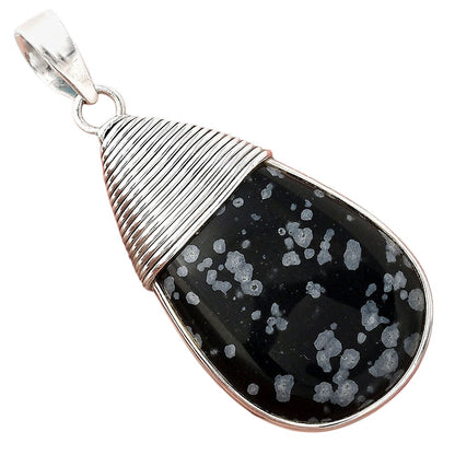 Natural Snow Flake Obsidian Pendant P-1411 SDP156080